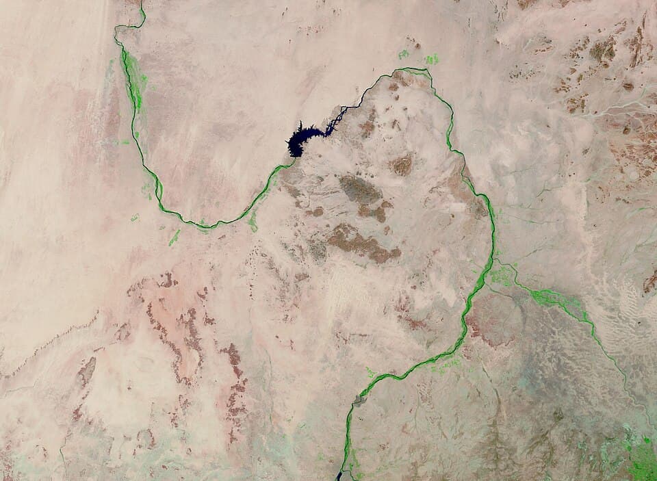 Gorgeous green along the Nile River showing environmental data